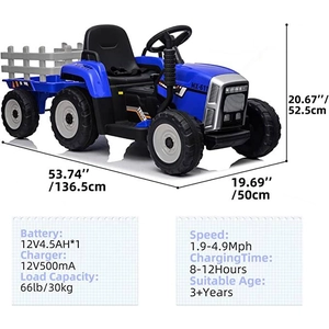 XJD Kids Electric Tractor with Trailer Blue