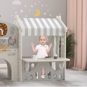 XJD 10-in-1 Toddler Slide Playset with House Gray