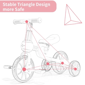 XJD 3-in-1 Toddler Tricycle Bike Pink