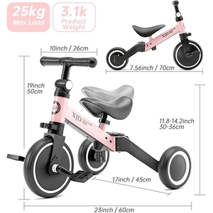 XJD 3-in-1 Kids Trike Pink