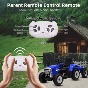 XJD Kids Electric Tractor with Trailer Blue