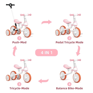 XJD 5-in-1 Toddler Tricycle Pink for Ages 2–4