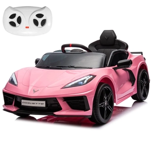 XJD Chevrolet Corvette C8 Electric Car for Kids Pink