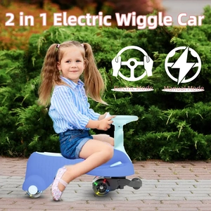 XJD Electric Wiggle Car Blue Adjustable length