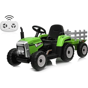 XJD Kids Electric Tractor with Trailer Green