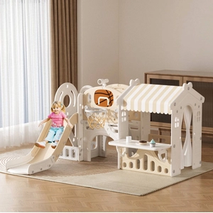 XJD 10-in-1 Toddler Slide Playset with House Coffee