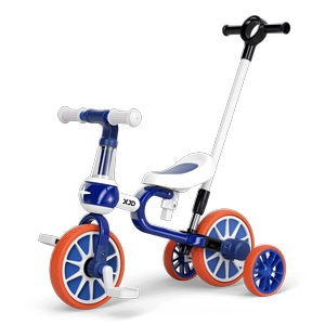 XJD 5-in-1 Toddler Tricycle with Push Handle Blue