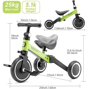 XJD 3-in-1 Kids Trike Green
