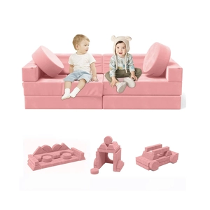XJD 14-Piece Modular Children's Play Sofa Pink