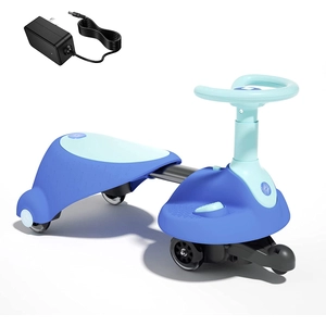 XJD Electric Wiggle Car Blue Adjustable length