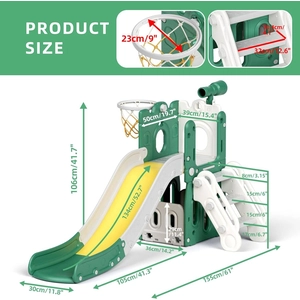 XJD 5-in-1 Toddler Slide Set In Yellow Green
