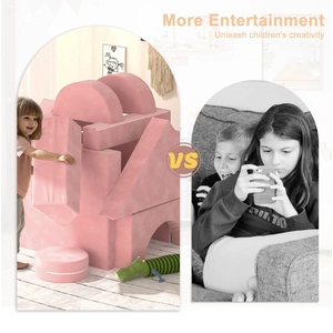 XJD 14-Piece Modular Children's Play Sofa Pink