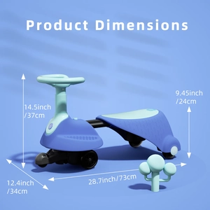 XJD Electric Wiggle Car Blue Adjustable length