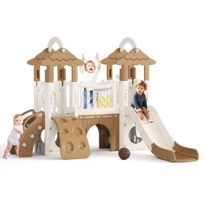 XJD 9-in-1 Toddler Slide Set Coffee
