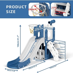 XJD 5-in-1 Toddler Slide & Climber Set Blue