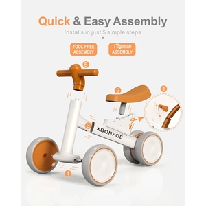 XBONFOE Balance Bike Brownish White