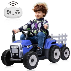 XJD Kids Electric Tractor with Trailer Blue