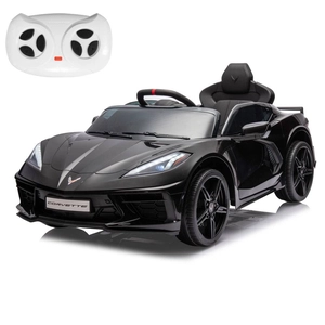 XJD Chevrolet Corvette C8 Electric Car for Kids Black