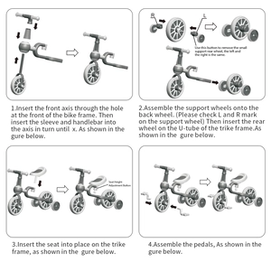 XJD 3-in-1 Toddler Tricycle Bike Pink