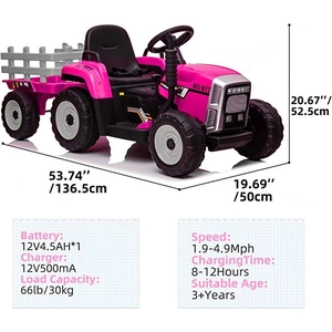 XJD Kids Electric Tractor with Trailer Rose